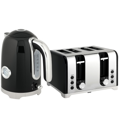 HOMCOM Retro 3000W Kettle and Toaster Set - Black