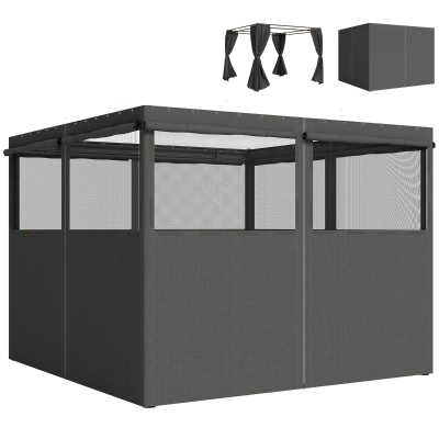 Outsunny 4 Pack Replacement Gazebo Curtains Privacy Panel for Most 3 x 3 m Gazebo, Outdoor Shelter Sidewalls, Dark Grey