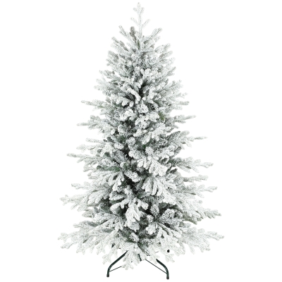 HOMCOM Künstlicher Weihnachtsbaum, 150cm Christbaum mit Schnee, 1162 Zweigen, klappbarem Metallständer