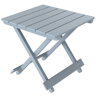 Outsunny Fir Wood Folding Coffee Table, Lightweight Small Garden Table with Slatted Top, Portable Folding Side Table for Balcony
