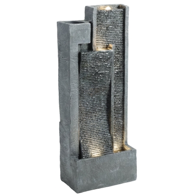 Outsunny Fontana da giardino esterna 38 x 19 x 101 cm grigio scuro