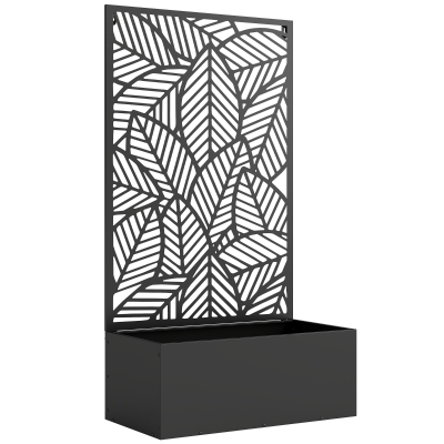 Outsunny Metal Raised Bed with Trellis for Climbing Plants, Freestanding or Wall-Mount