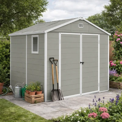 Outsunny 7.9ft x 6.2ft Garden Shed Light Grey