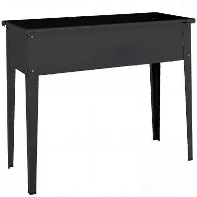 Outsunny Horta Elevada em Metal, Jardineira Elevada 80L com bordas arredondadas, Orifício de Drenagem, 100 x 40 x 80 cm, Preto