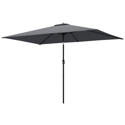 Outsunny Parasol Rectangulaire 3x2m Inclinable Gris Foncé