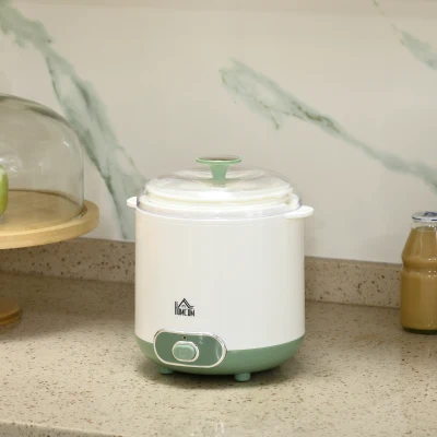 HOMCOM Joghurtbereiter, 1,5 L Joghurtmaschine mit Sieb, Deckel, 20 W Joghurt-Maker für griechischen Joghurt, für 3–5 Personen, 19,5x17,5x21,4 cm, Weiß