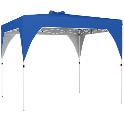 Outsunny Carpa Plegable Pop-up 3x3 m con Bloqueo Central Altura Ajustable Bolsa Transporte con Ruedas y Sacos de Arena Azul