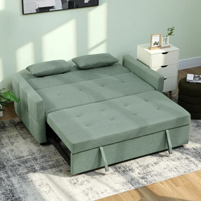 HOMCOM 2-Seater Sofa Bed Green