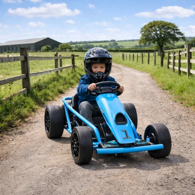 HOMCOM 24V Electric Go Kart Blue for Ages 8-12