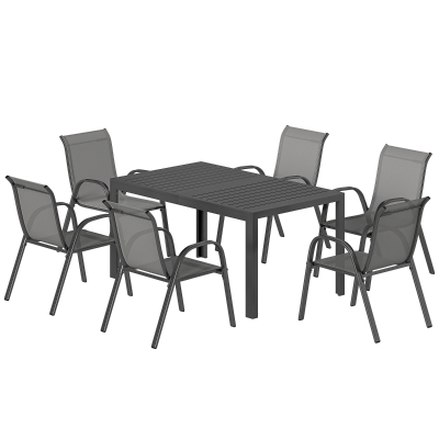 Outsunny Ensemble Jardin 7 Pièces Table et Chaises Gris Clair