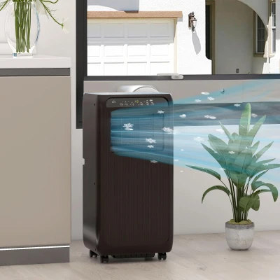 HOMCOM Przenośna Klimatyzacja Mini Klimatyzator, Timer 24 godziny, 3 prędkości, 33 x 28 x 68,5 cm, Czarny