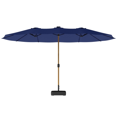 Outsunny Parasol Double 4.7x2.8m Manivelle Bleu Foncé