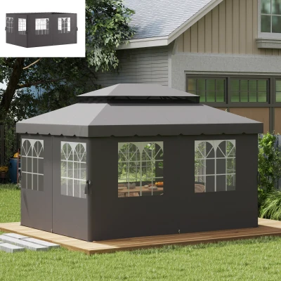 Zestaw 4 ścianek do pawilonu 3x4m z 8 oknami