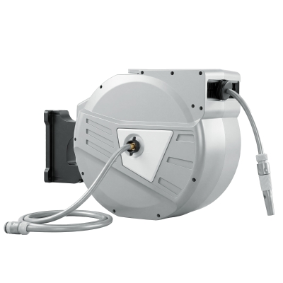 Outsunny Enrouleur Mural 40+2m Tuyau Rétractable Pivotant Gris