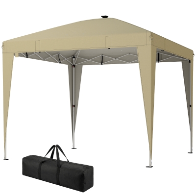 Outsunny Tonnelle Pliante 3x3m Crème Réglable avec Éclairage