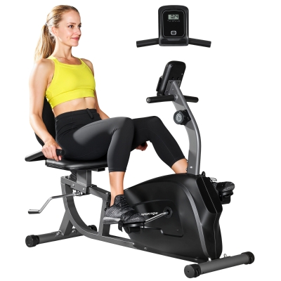 SPORTNOW Cyclette Recumbent 8 Livelli Resistenza Frequenza Cardio