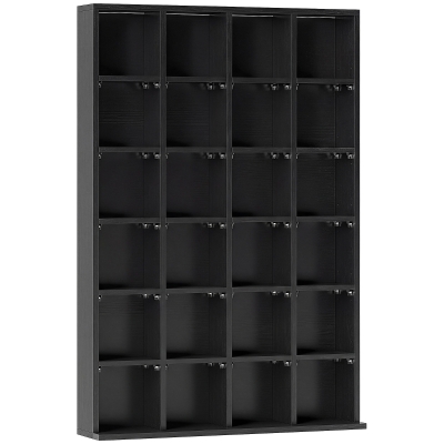 HOMCOM Mobile Libreria Porta CD con 24 Scomparti Regolabili Nero