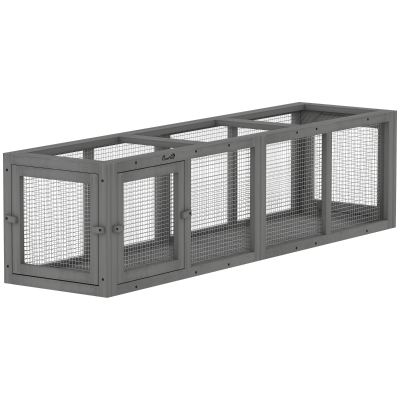 PawHut Wooden Cat Tunnel Extendable Enclosure Grey