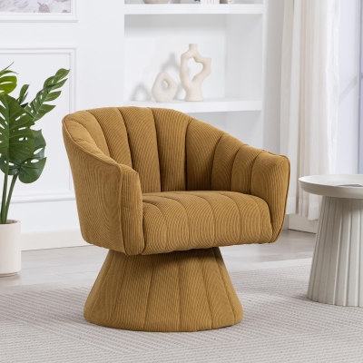 Sedia girevole 360° ergonomica effetto velluto Senape