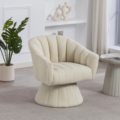 Sedia girevole 360° ergonomica effetto velluto Beige