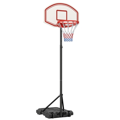 HOMCOM Canestro basket 75.5cm x 71cm x 250cm Palo nero, Tabellone bianco