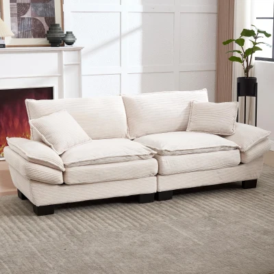 Modernes 2-Sitzer-Stoffsofa, für Wohnzimmer/Schlafzimmer/Büro, 224 x 81 x 81 cm, Beige