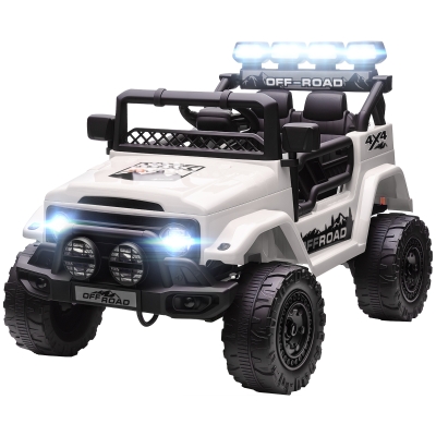 AIYAPLAY Fuoristrada per Bambini con Fanali, Clacson, Cintura e Telecomando, in PP e Metallo, 99x66x68.5 cm, Bianco