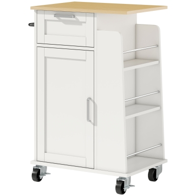 HOMCOM Carrello da Cucina con Cassetto e 3 Portaspezie Bianco