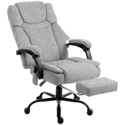 HOMCOM Hoge rug massage-bureaustoel met vibratie, warmtefunctie, verstelbare rugleuning, voetensteun, afstandsbediening, grijs