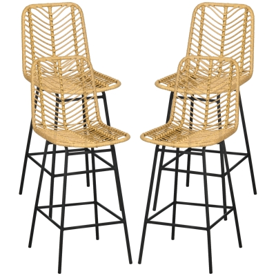 HOMCOM Set di 4 sgabelli da bar 42.5x52x102cm Giallo