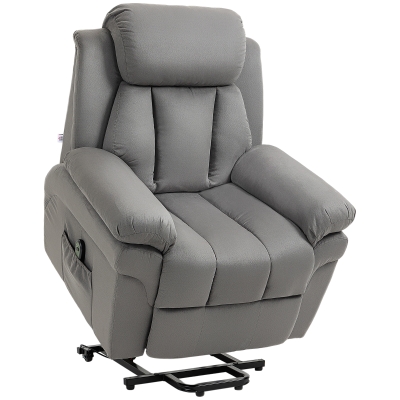 HOMCOM Fauteuil Électrique Inclinable Gris Repose-Pied