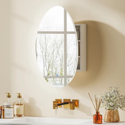 HOMCOM Wandschrank Badezimmer mit Spiegel und LED-Beleuchtung, Antibeschlag, 3 Lichttemperaturen, 50x14x70 cm, weiß