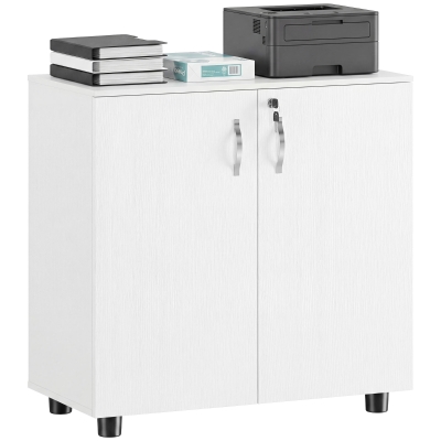 Vinsetto Armoire Bureau Bois Blanc avec Serrure 80x40x80cm