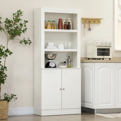 HOMCOM Kitchen Cupboard Freestanding Storage White 6-tier