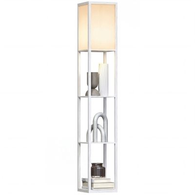 HOMCOM Lampadaire étagère Lampe étagère 26L x 26l x 160H cm 3 étagères 4 Niveaux MDF Blanc
