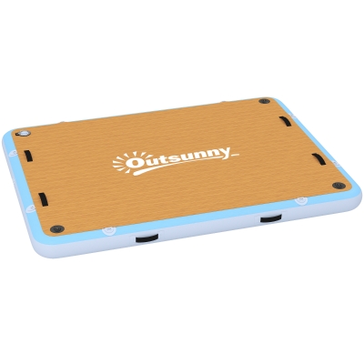 Outsunny Opblaasbaar Dock Zwemplatform 2,4x1,8m Drijvend Platform 4-6 Personen met Antislip Oppervlak Ladder