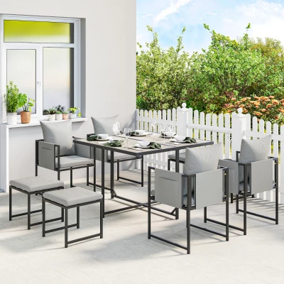 Outsunny 9-Piece Garden Dining Set Steel Frame Dark Grey
