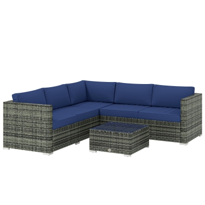 Outsunny Rattan Sofa Set 4-Piece - Blue
