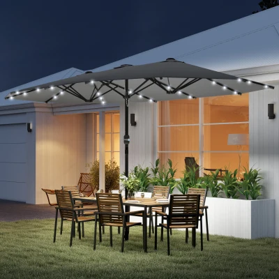 Outsunny 4.4m Double-Sided Patio Parasol Dark Grey