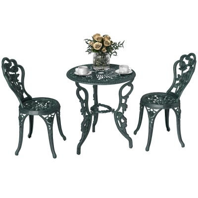 Outsunny 3-delige bistroset Balkonset tuinmeubelen balkon gegoten aluminium antiek groen