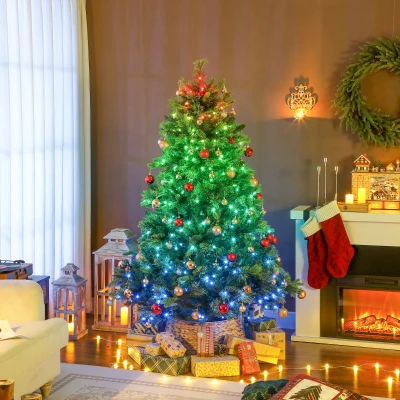 HOMCOM 180cm Pine Christmas Tree LED Lights with Remote