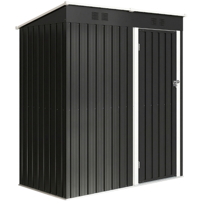 Outsunny Metalen gereedschapsschuur 1,37 m², afsluitbare schuur met ventilatie, schuin dak en handschoenen, 163 x 90 x 179 cm