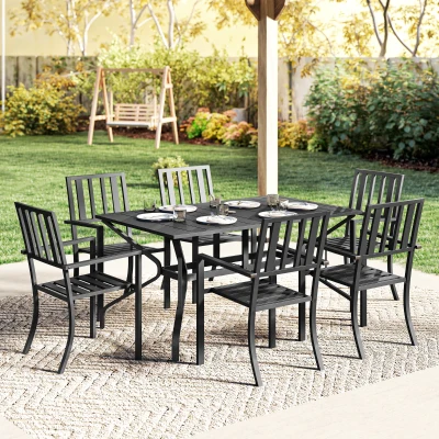 Outsunny 7-Piece Outdoor Dining Set Black with Umbrella Hole