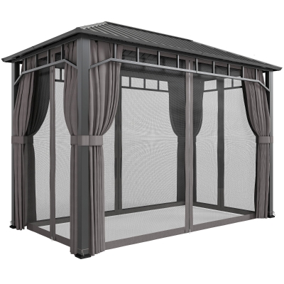 Outsunny Hardtop Gazebo Steel Roof Patio Dark Grey 2x3.5m