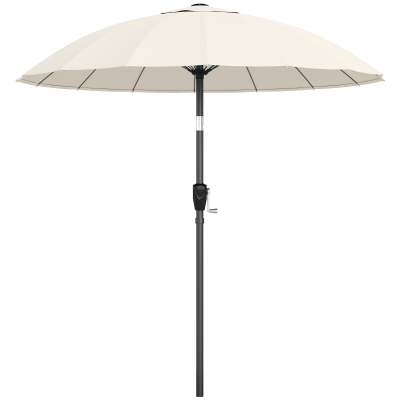 Outsunny Shanghai Parasol 2m Fibreglass Crank Tilt Cream White