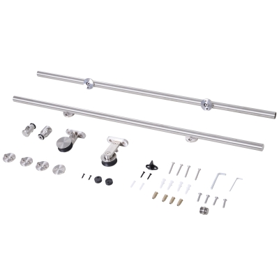 HOMCOM Wooden Sliding Door Kit Stainless Steel Smooth Operation Hardware Track Kit System Unit For Single Door 2000mm