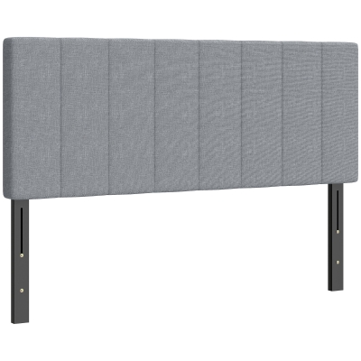 HOMCOM Kopfteil 3-fach höhenverstellbar Bettkopfteil mit Metallbeinen Leinenoptik für Schlafzimmer 160x10x106/116/126 cm Grau