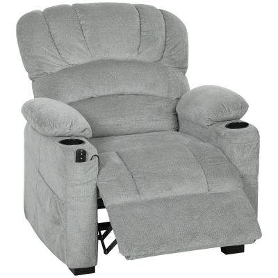 HOMCOM Sillón Relax Reclinable Eléctrico Silencioso con Función Memoria Reposapiés Mando a Distancia Bolsillo Lateral Gris