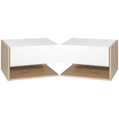 HOMCOM 2 Tables de Chevet Murales Bicolores avec Tiroir
