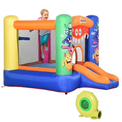 Outsunny Bouncy Castle Inflatable Basket Trampoline Slide Monster Design 2.9 x 2 x 1.55m